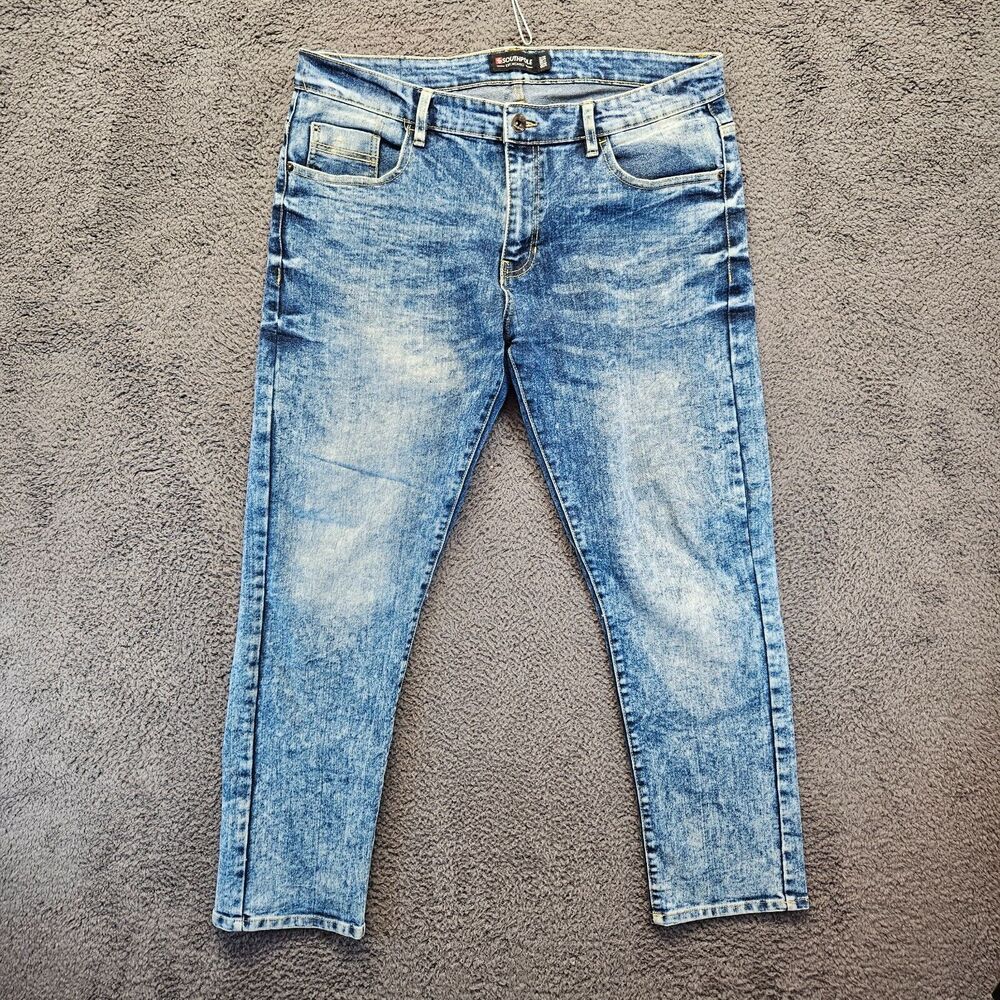 Southpole Skinny Jeans Men Size 36x30 Blue‎ Acid Wash Denim